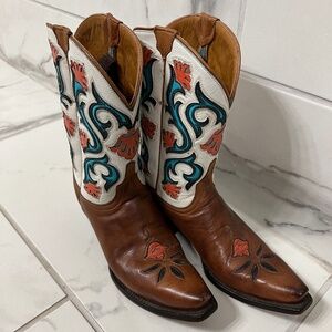 Lucchese Brown and White Western Boots